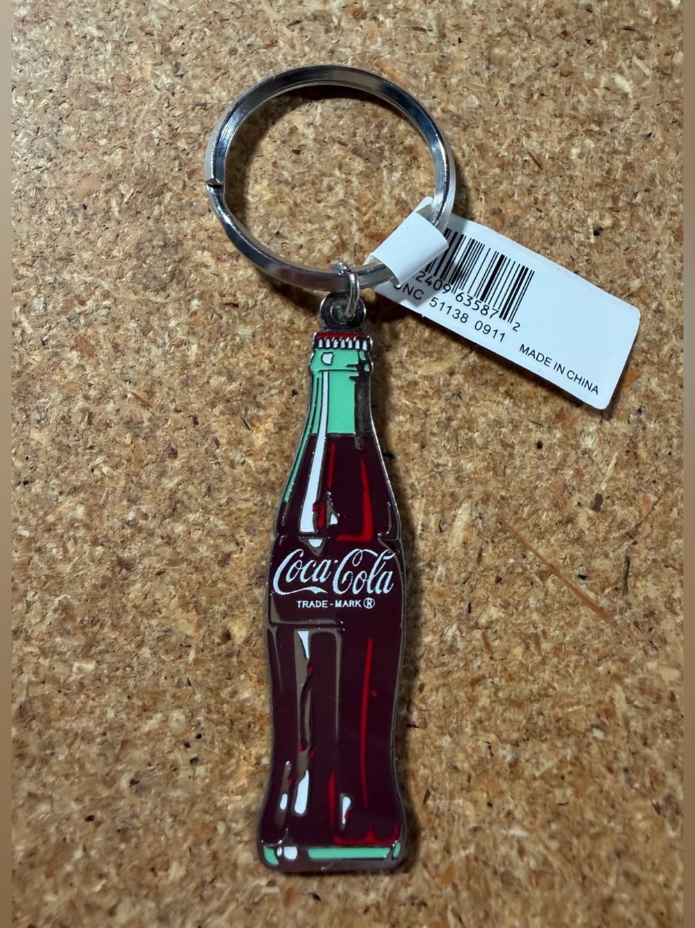 Vintage 2011 Coca Cola Contour Glass Bottle Enamel Keychain Keyring